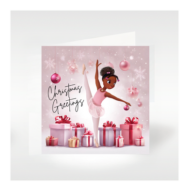 Nia Ballerina Christmas Card - Arabesque | Black Ballerina Greeting Card