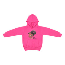 Pink children's hoodie with image of Nia Ballerina face who is a black ballerina.